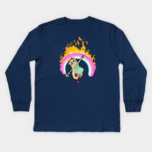 Rainbow on Fire Kids Long Sleeve T-Shirt